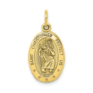 Solid 10k Yellow Gold St. Christopher Pendant