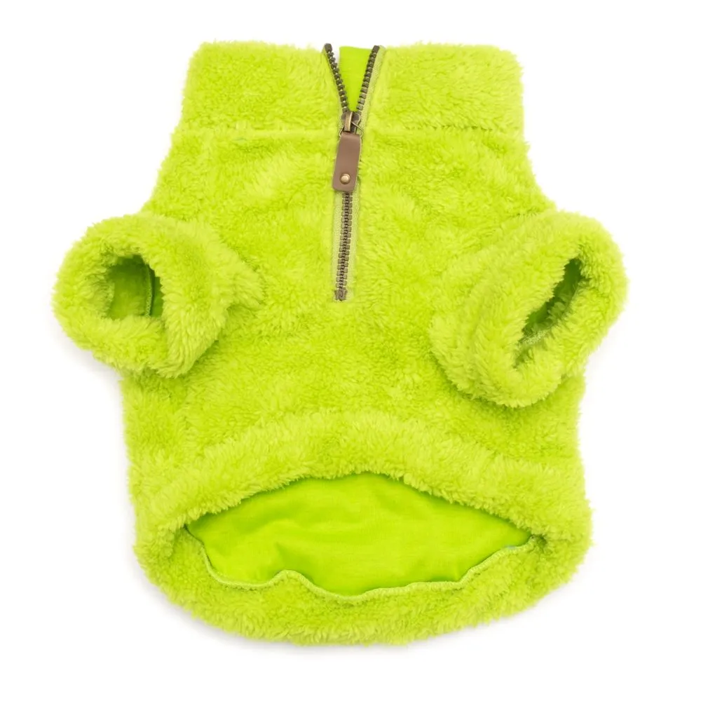 Solid Plush Fleece Dog Pullover in Lime