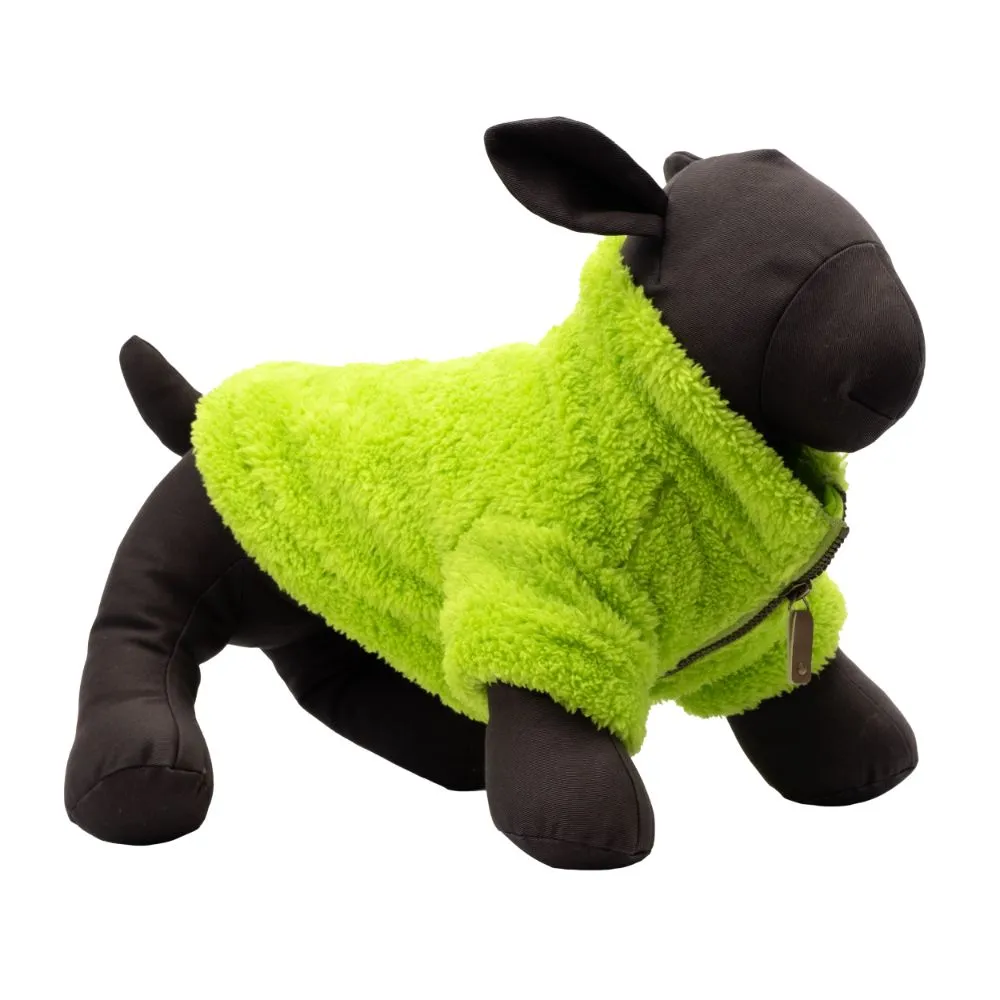 Solid Plush Fleece Dog Pullover in Lime