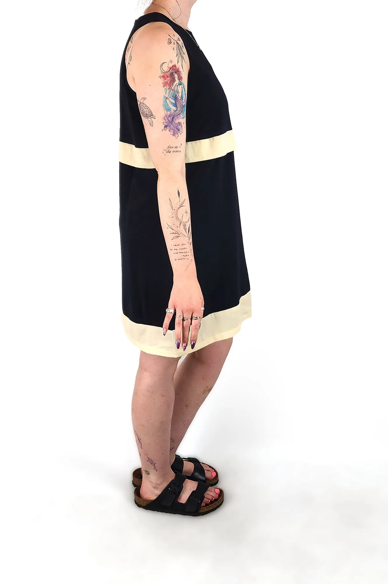 Something Borrowed navy and white dress size 12
