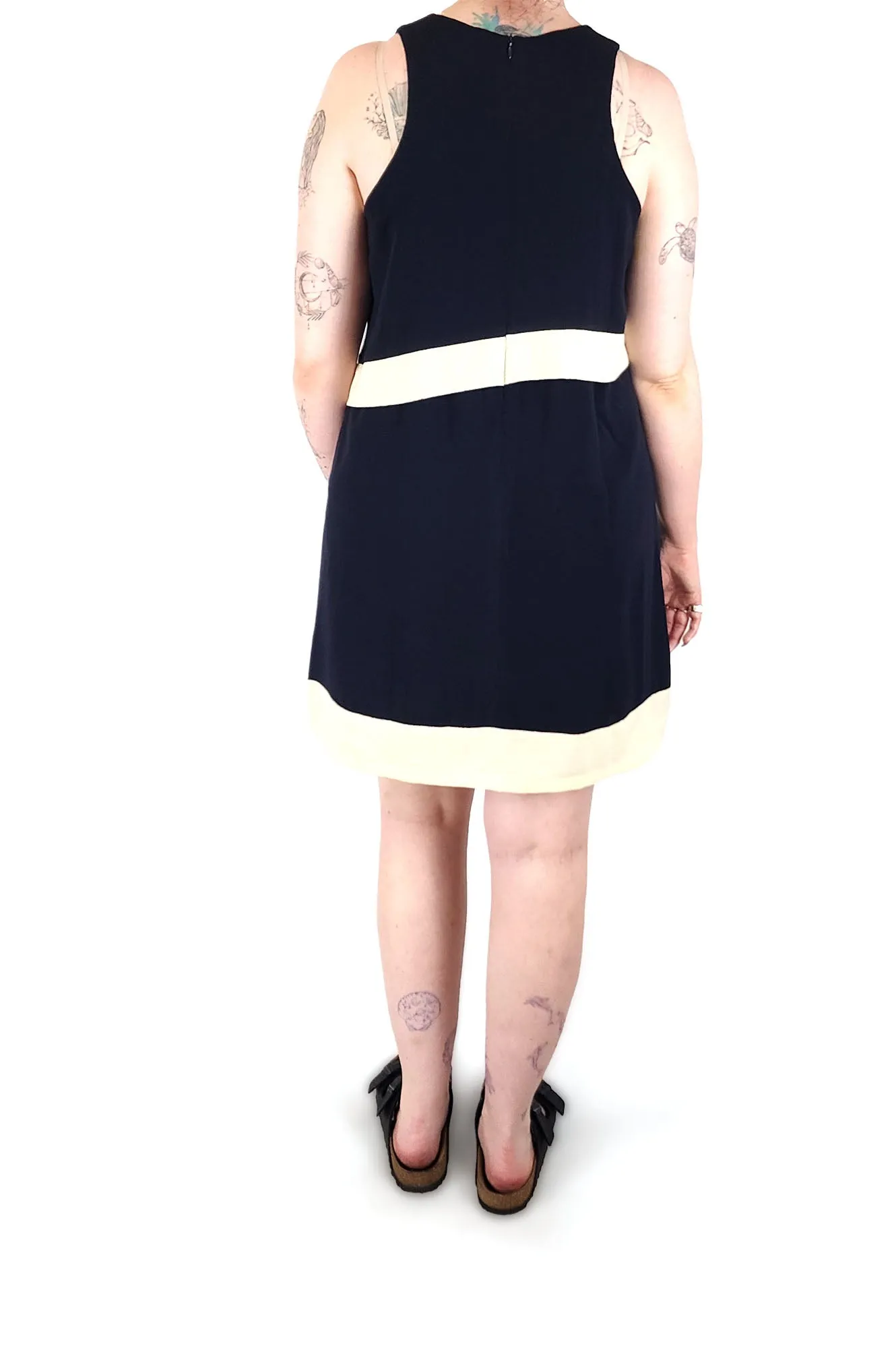 Something Borrowed navy and white dress size 12