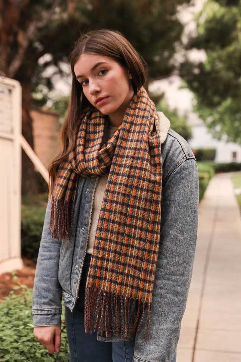 Tartan Woven Tassel Scarf (4 colors)