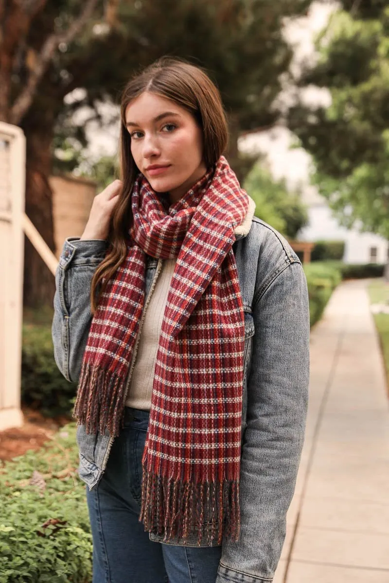 Tartan Woven Tassel Scarf (4 colors)