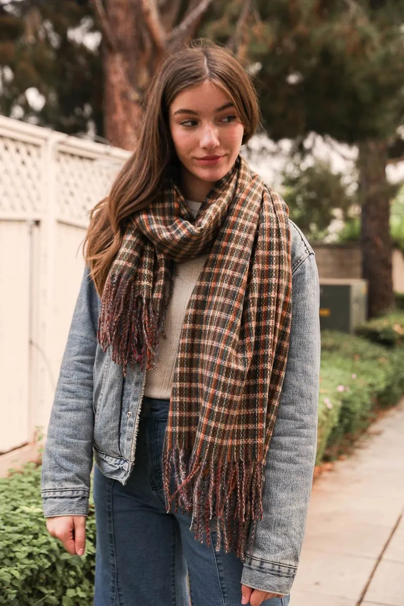 Tartan Woven Tassel Scarf (4 colors)
