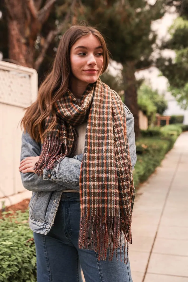 Tartan Woven Tassel Scarf (4 colors)