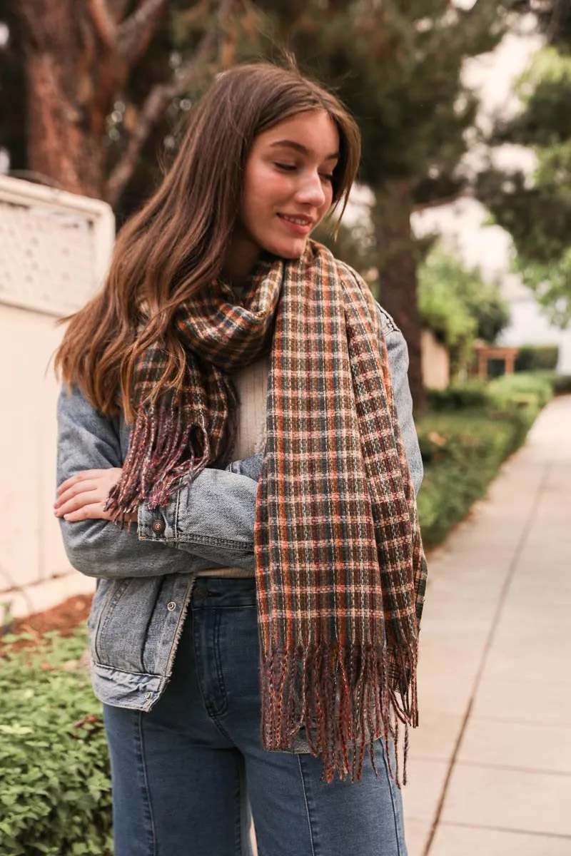 Tartan Woven Tassel Scarf (4 colors)