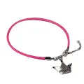 Teens' and Children's Bracelets:  Pink Woven Leather Bracelets with Pewter Princess Crown Charm