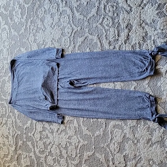 Ugg Fallon Pajama Set Long Sleeve Wrap Top Ankle Tie Pants Small Blue