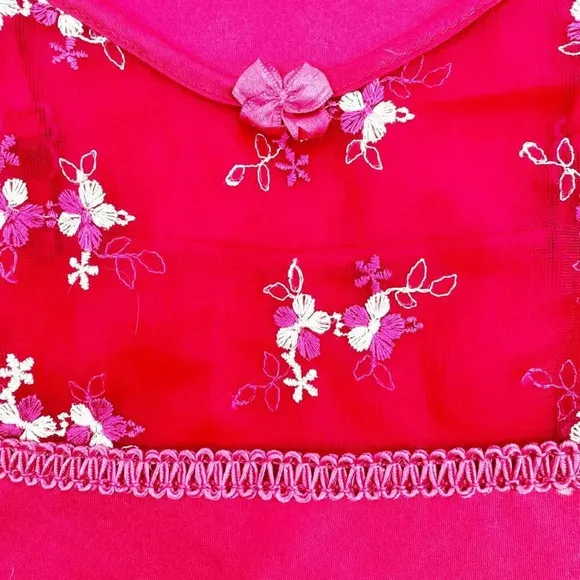 Valege Lingerie Babydoll Dress Womens Size M Pink Floral Embroidered Lace