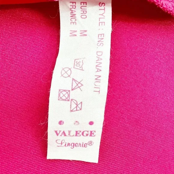 Valege Lingerie Babydoll Dress Womens Size M Pink Floral Embroidered Lace