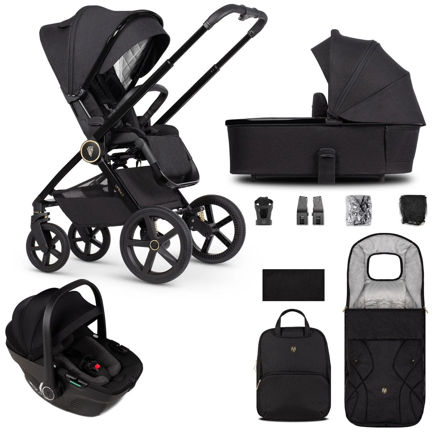 Venicci Tinum Upline 2 3 in 1 Travel System - All Black