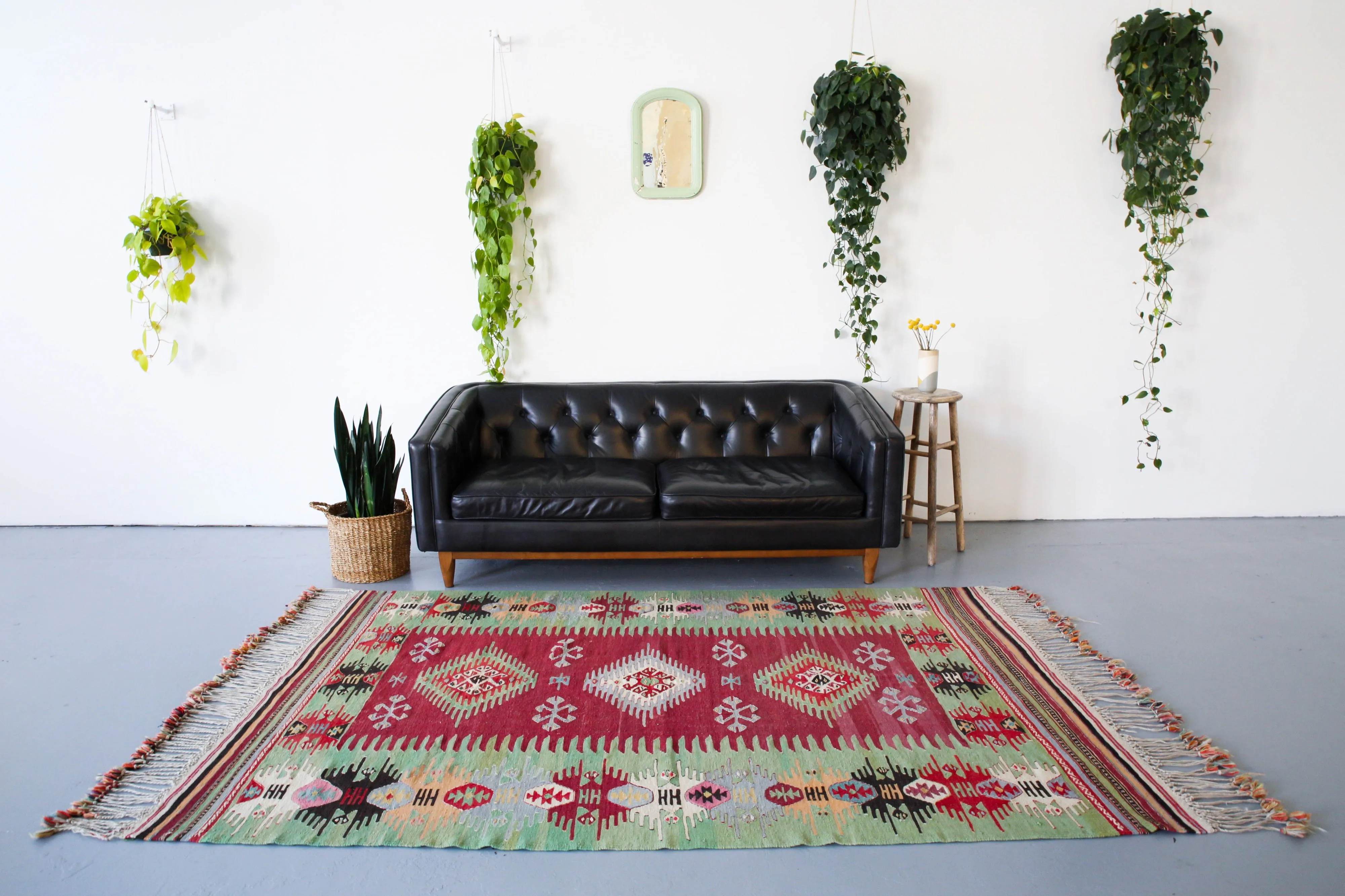 Vintage Afyon Dazkiri Kilim Rug 5'10"x10'