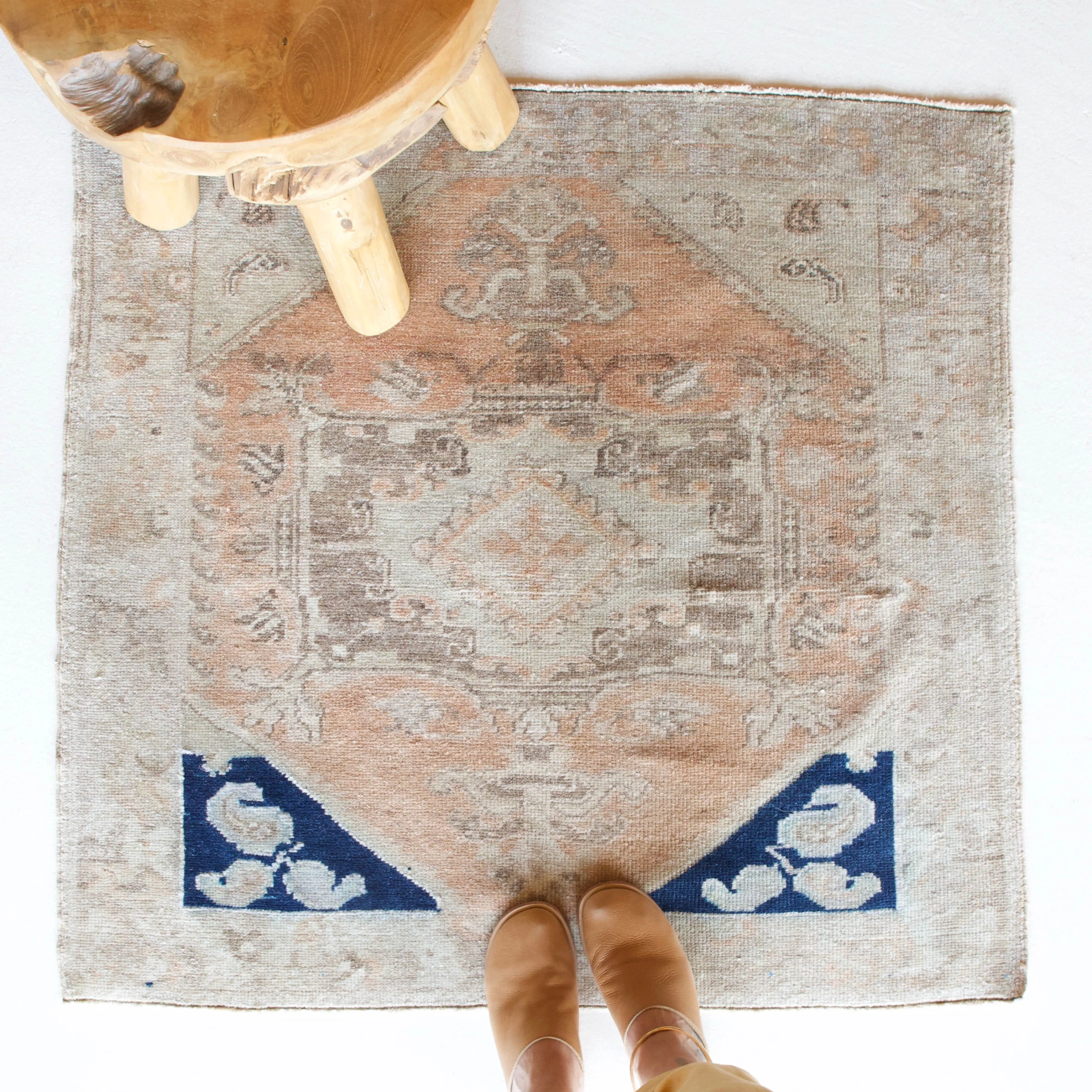 Vintage Mini Turkish Rug 34"x36"
