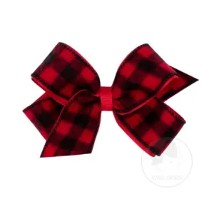 Wee Ones Medium Flannel Buffalo Check Overlay Bow (Plain Wrap)