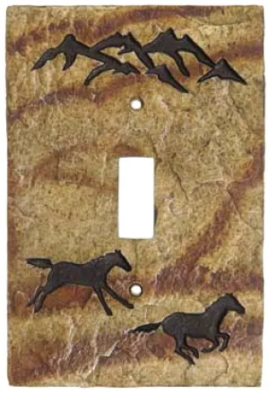 Western Running Horses Single Light Switch Plate