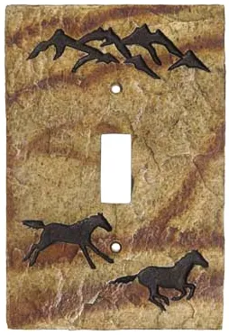 Western Running Horses Single Light Switch Plate