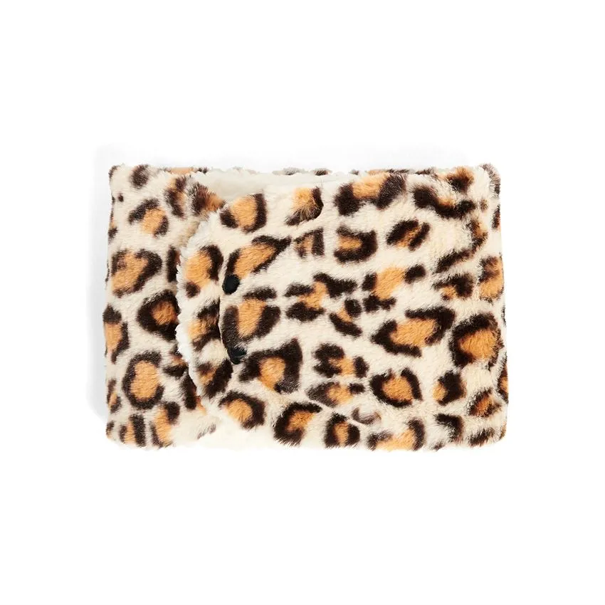 Winter White  Cozy Animal Print Neck Warmer