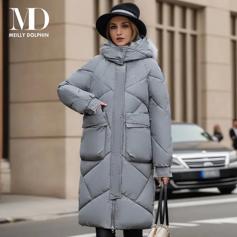 Women's Winter Coat Down Jacket Warm Casual Loose Hooded Long Winter Puffer Padded Coat