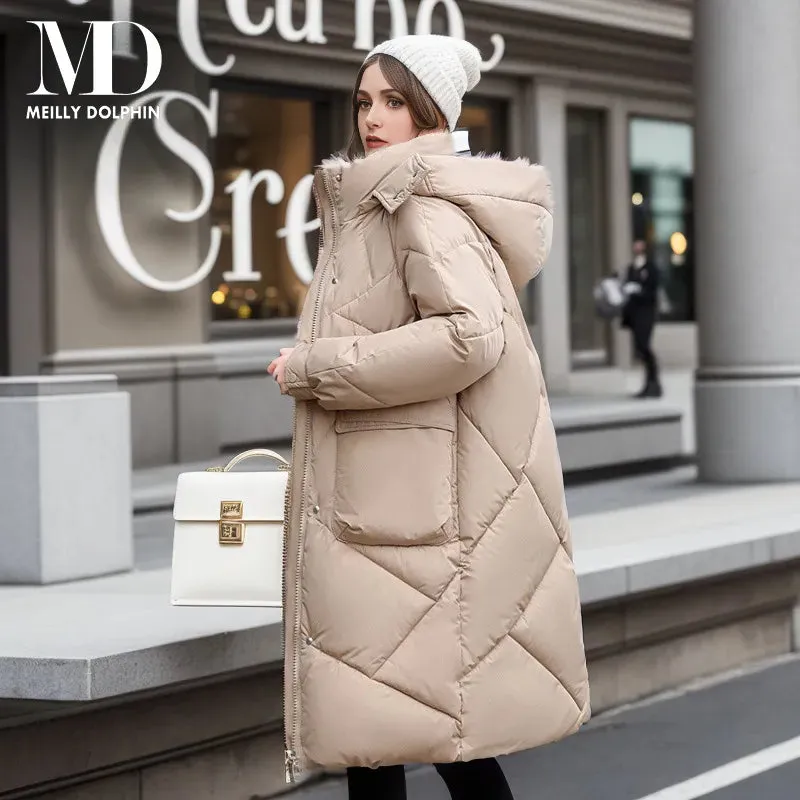 Women's Winter Coat Down Jacket Warm Casual Loose Hooded Long Winter Puffer Padded Coat