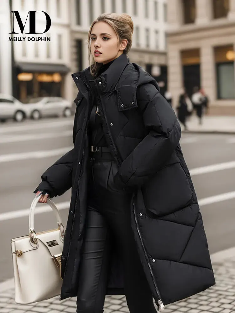 Women's Winter Coat Down Jacket Warm Casual Loose Hooded Long Winter Puffer Padded Coat