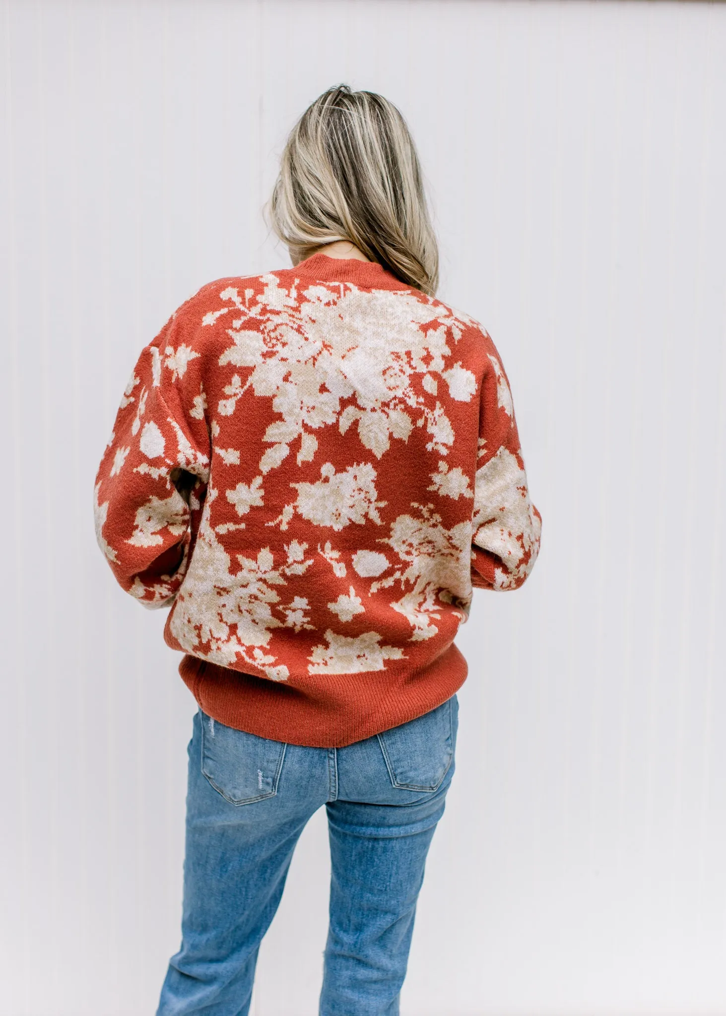 X Ivory on Brick Floral Sweater
