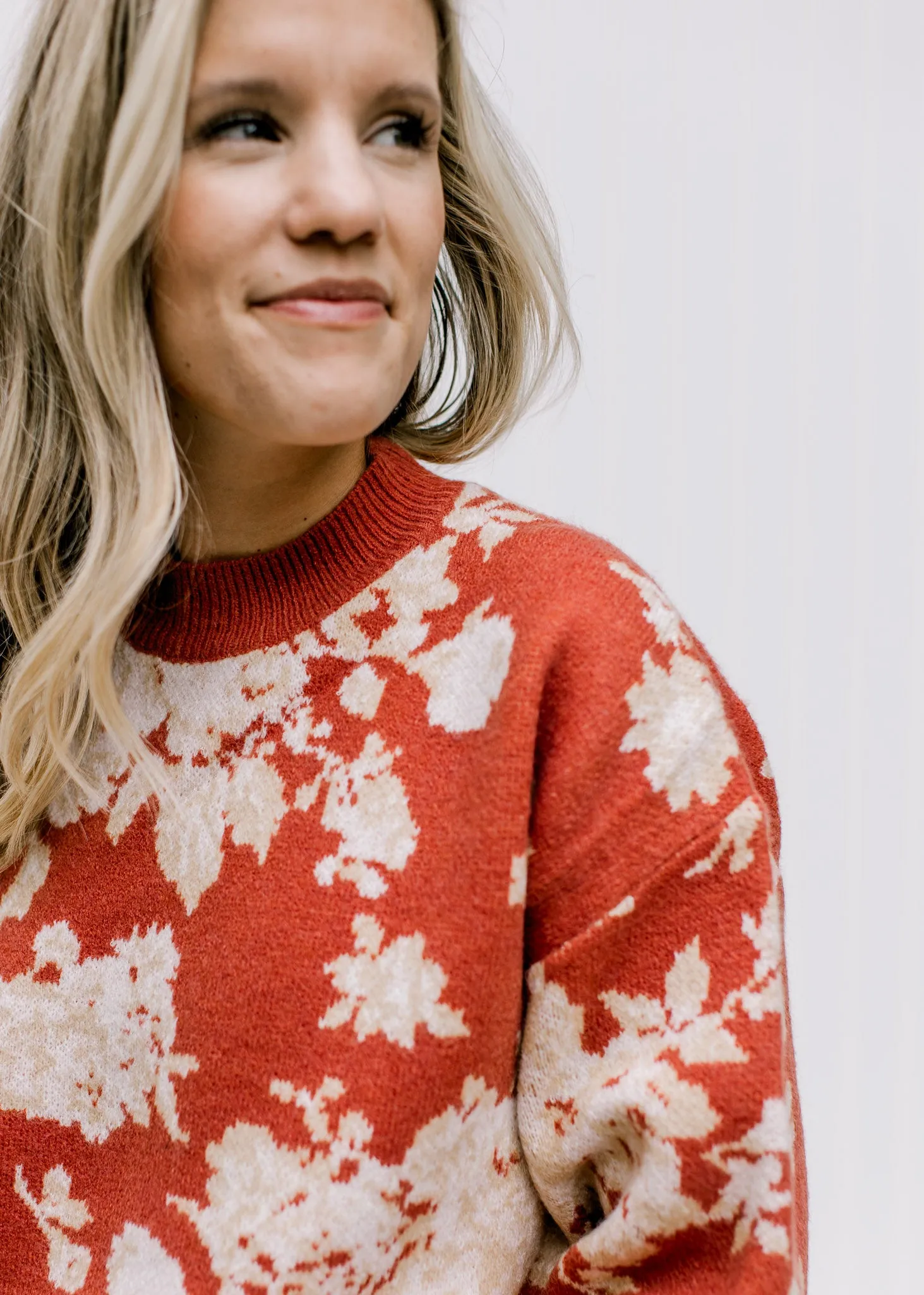 X Ivory on Brick Floral Sweater