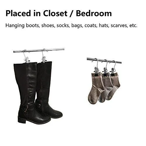 YCLOVE 20 Pack Laundry Hook Boot Clips Hanger Clips Hold Hanging Clothes Pins Hooks Portable Stainless Steel Home Travel Hangers Clips Heavy Duty Closet Organizer Hangers Pants Shoes Towel Socks Hats