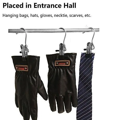 YCLOVE 20 Pack Laundry Hook Boot Clips Hanger Clips Hold Hanging Clothes Pins Hooks Portable Stainless Steel Home Travel Hangers Clips Heavy Duty Closet Organizer Hangers Pants Shoes Towel Socks Hats